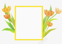 金色花朵长方形边框素材