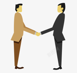 商务会谈职场谈判两人握手下素材