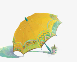 小清新唯美手绘雨伞素材
