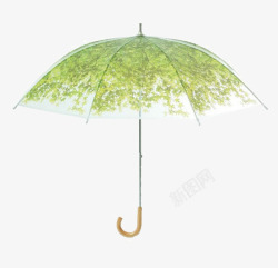 一把绿色半透明雨伞素材