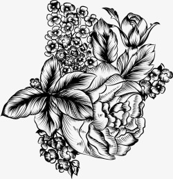 中国古典艺术花卉叶子线描素材