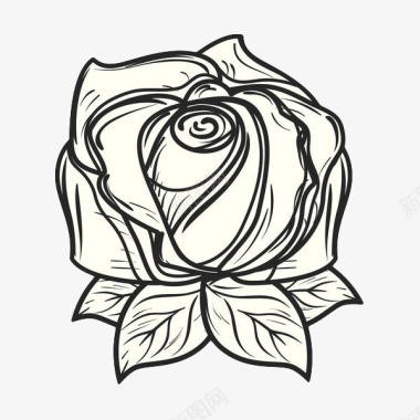 线描桃花手绘玫瑰花图标图标