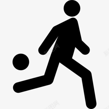 足球动作剪影足球运动员跑图标图标