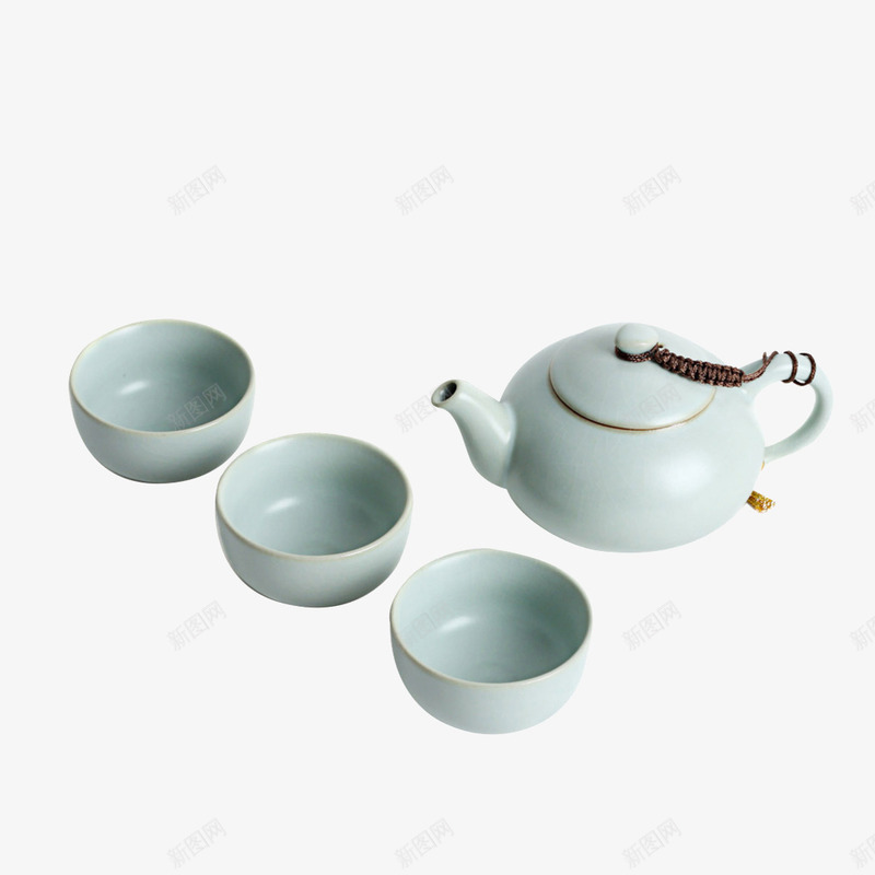 三合一茶具茶杯青色png免抠素材_88icon https://88icon.com 产品实物 茶具 茶杯三个