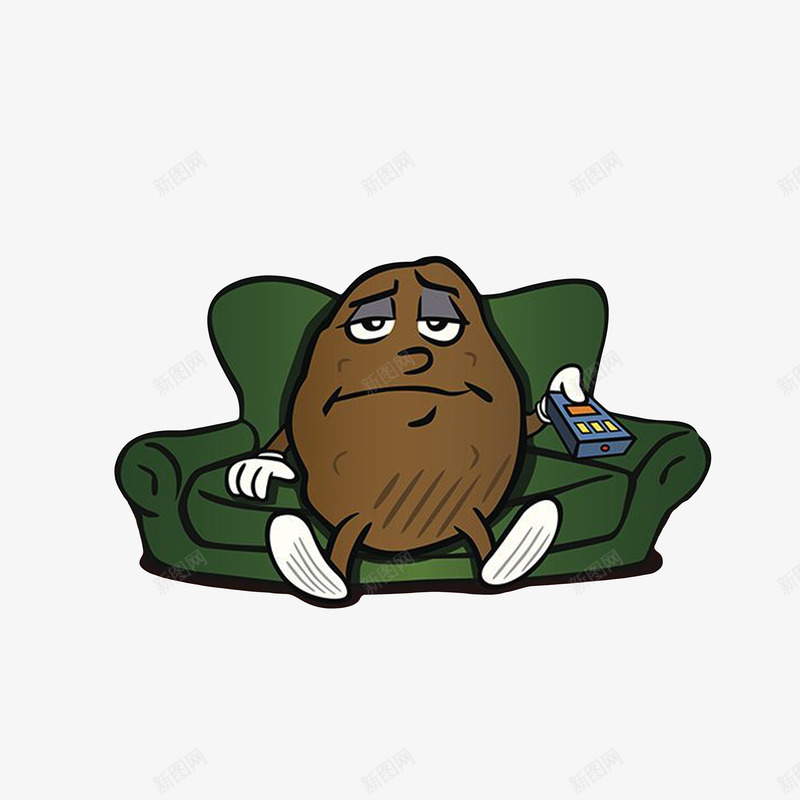 坐沙发上的土豆人png免抠素材_88icon https://88icon.com 卡通 坐沙发上的土豆人 手拿遥控器的土豆 沙发上的人 绿色沙发