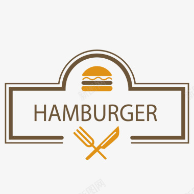 多彩方形线框汉堡标矢量图图标图标