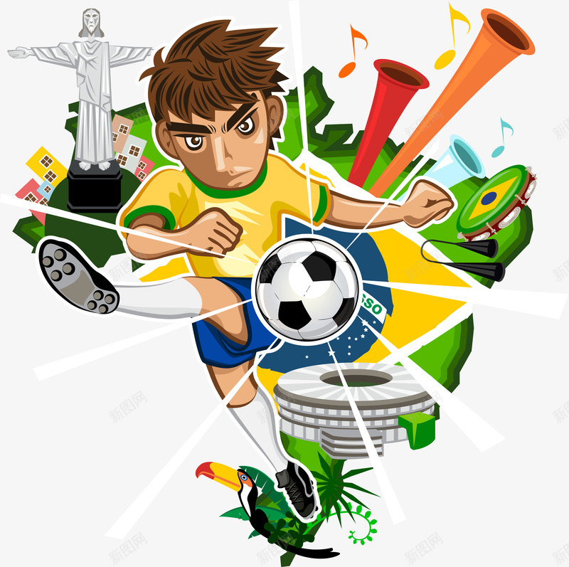 巴西里约奥运会员png免抠素材_88icon https://88icon.com 巴西标志 巴西背景 巴西里约 踢足球 运动员