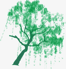 绿色水墨艺术柳树造型素材