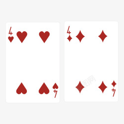 扑克花色红色小四矢量图素材