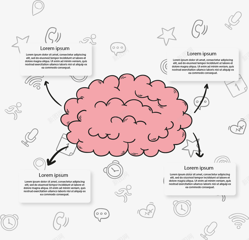 手绘大脑分类图矢量图ai免抠素材_88icon https://88icon.com 信息图表 分类 创意结构 大脑 手绘 矢量素材 矢量图