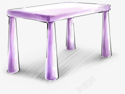 手绘紫色桌子室内素材
