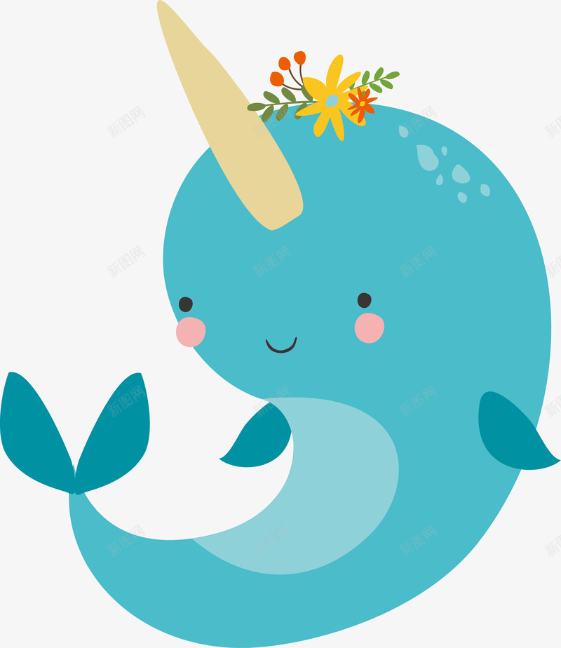 卡通蓝色海豚png免抠素材_88icon https://88icon.com 动物 动物园 卡通可爱 海豚 矢量图案 蓝色