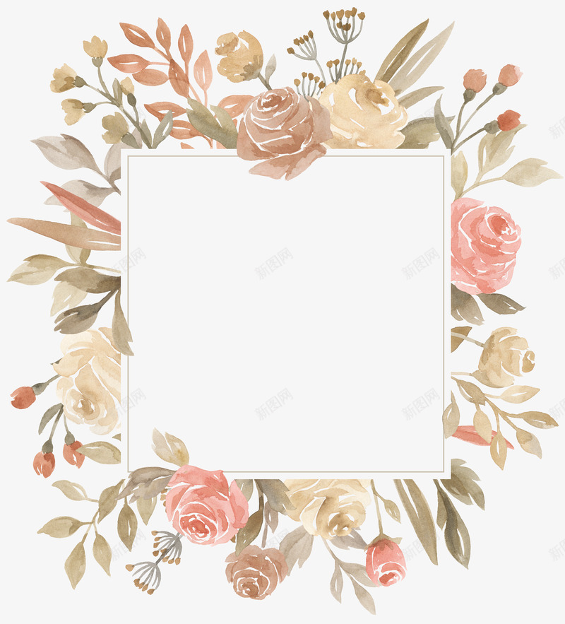 水墨花卉和方形白板png免抠素材_88icon https://88icon.com 创意 方形白板 标签 水墨 花卉 花朵 装饰