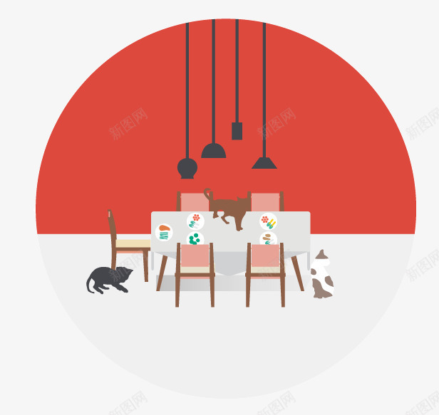 北欧灯具餐桌椅猫咪国外创意png免抠素材_88icon https://88icon.com 创意素材 北欧 国外创意 国外素材 灯具 猫咪 餐桌椅