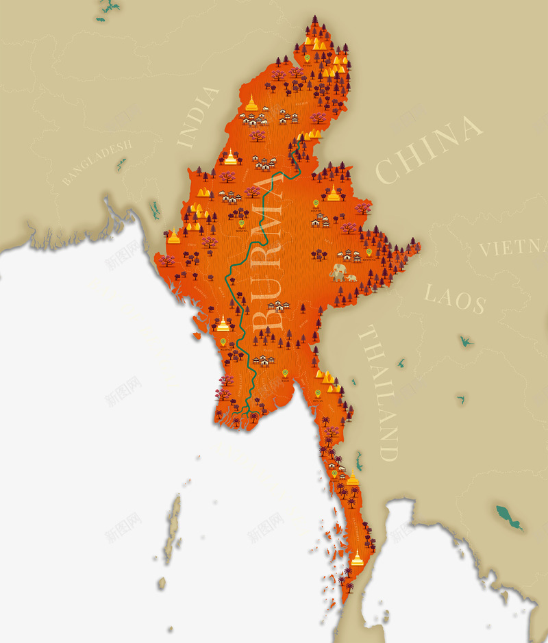 地球上分布的地形红色png免抠素材_88icon https://88icon.com 分布 地形 地球 红色