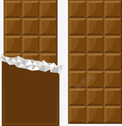 褐色巧克力两块褐色美味巧克力矢量图高清图片