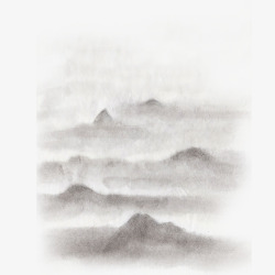 中国风水墨画高山云雾素材