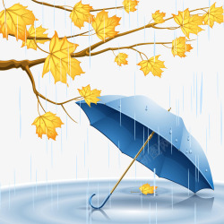雨天雨伞树叶装饰图案素材