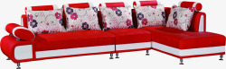 红色布艺沙发家具背景素材