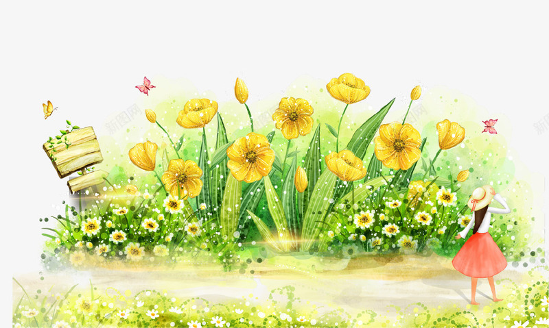 清新文艺春暖花开女孩插画psd免抠素材_88icon https://88icon.com 女孩 插画 文艺 春季 春暖花开 春游 清新 花朵 踏青