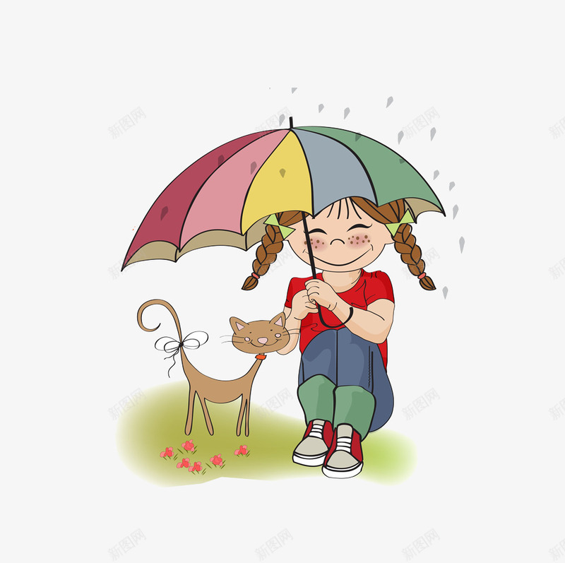 卡通可爱插图下雨天撑伞的小女孩png免抠素材_88icon https://88icon.com 下雨天 卡通 可爱 小女孩 手绘插图 撑伞 雨伞
