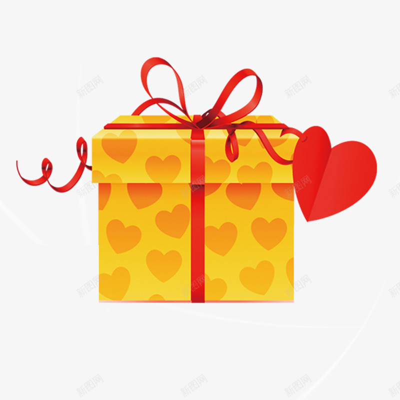 黄色方形纸盒礼物包装png免抠素材_88icon https://88icon.com 可爱 彩带 心形 情人节 方形 渐变 红色 黄色
