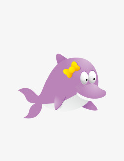 海豚淡紫色卡通图案素材