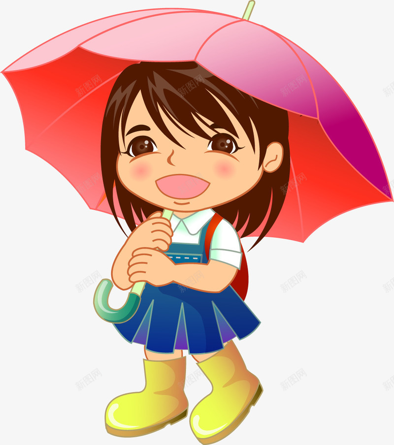 雨伞的小女孩矢量图ai免抠素材_88icon https://88icon.com 卡通 可爱 小女孩 雨伞 矢量图