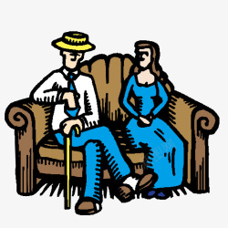 交谈的情侣坐在沙发上交谈的商务情侣高清图片
