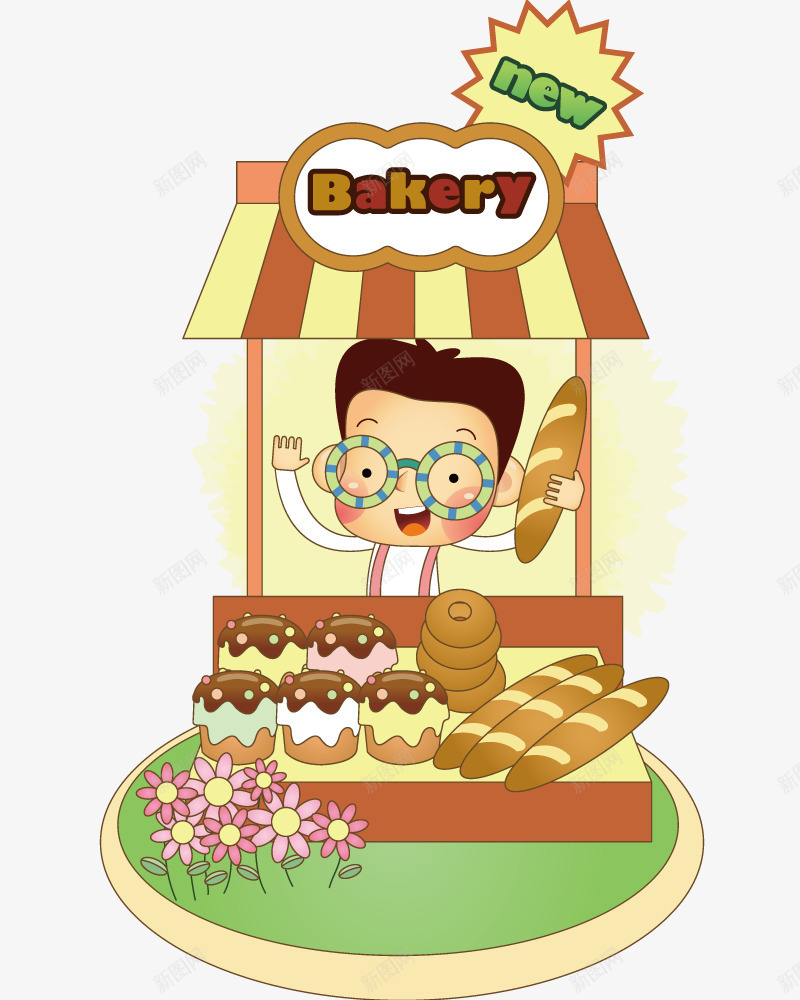 面包和甜品摊png免抠素材_88icon https://88icon.com 手绘 插画 甜品 生意 面包 食物