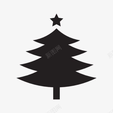圣诞矢量黑色卡通圣诞树造型图标图标