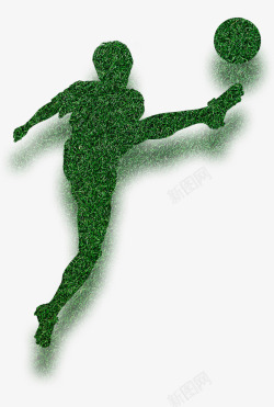 绿色手绘简笔画足球运动员素材