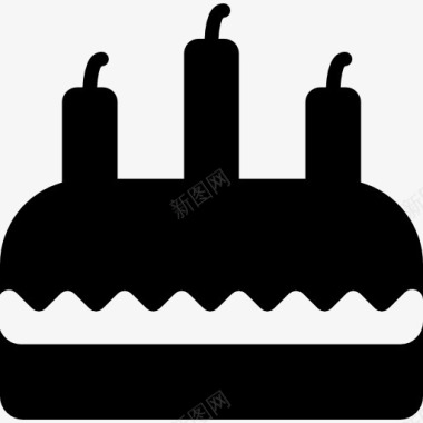 有三支蜡烛的蛋糕图标图标