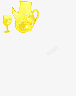 卡通黄色酒壶杯子造型素材