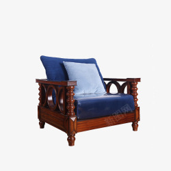 美式乡村休闲椅定制现代实木单人沙发高清图片