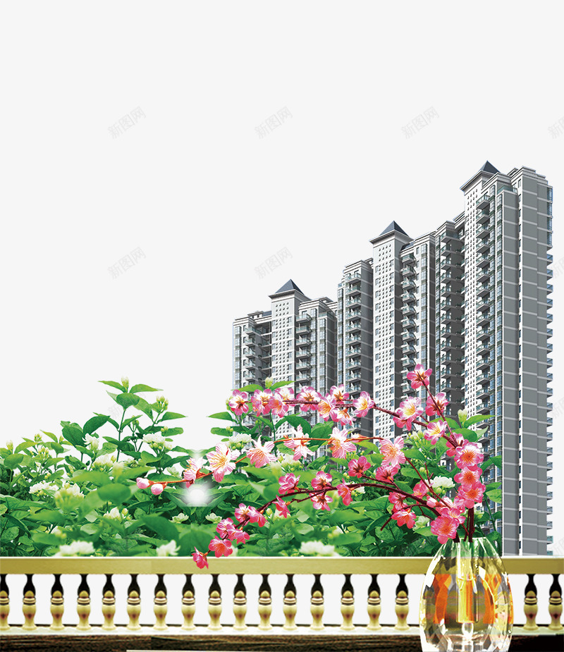 地产广告元素楼盘png免抠素材_88icon https://88icon.com 地产广告元素楼盘 建筑 插花 植物 花卉 花瓶 高楼大厦