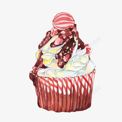 红色水彩奶油蛋糕png免抠素材_88icon https://88icon.com 奶油蛋糕 甜品 纸杯蛋糕 蛋糕