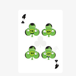 四个小猪扑克花色四个绿色小猪矢量图高清图片