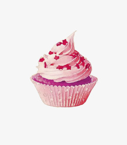 手绘粉色蛋糕甜点图案素材