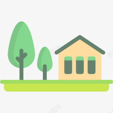 树木浅绿色花园图标图标