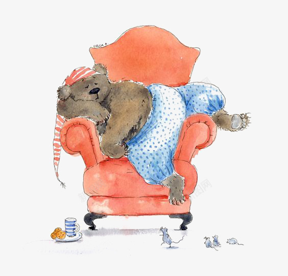沙发上的熊png免抠素材_88icon https://88icon.com 卡通 手绘 拟人 插画 沙发 熊 睡觉
