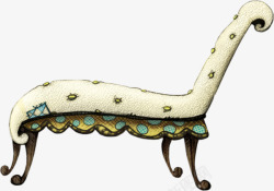 手绘米色沙发靠椅素材