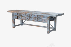 蓝棕色旧桌子素材