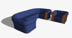 蓝色沙发椅子模型素材