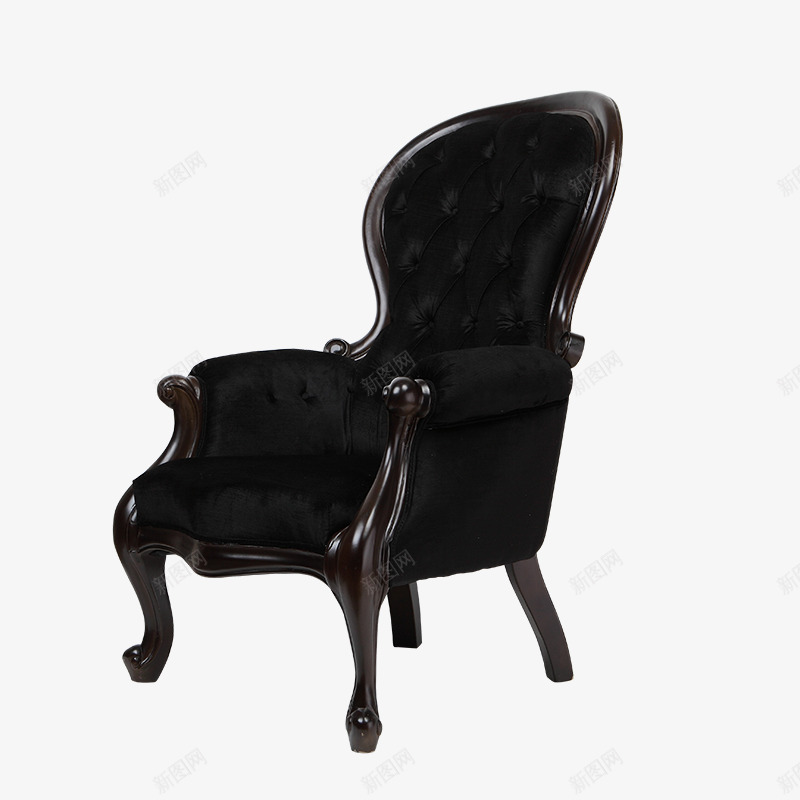 黑色欧式单人沙发png免抠素材_88icon https://88icon.com PNG 单人沙发 欧式 高级 黑色