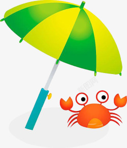 雨伞下的螃蟹素材