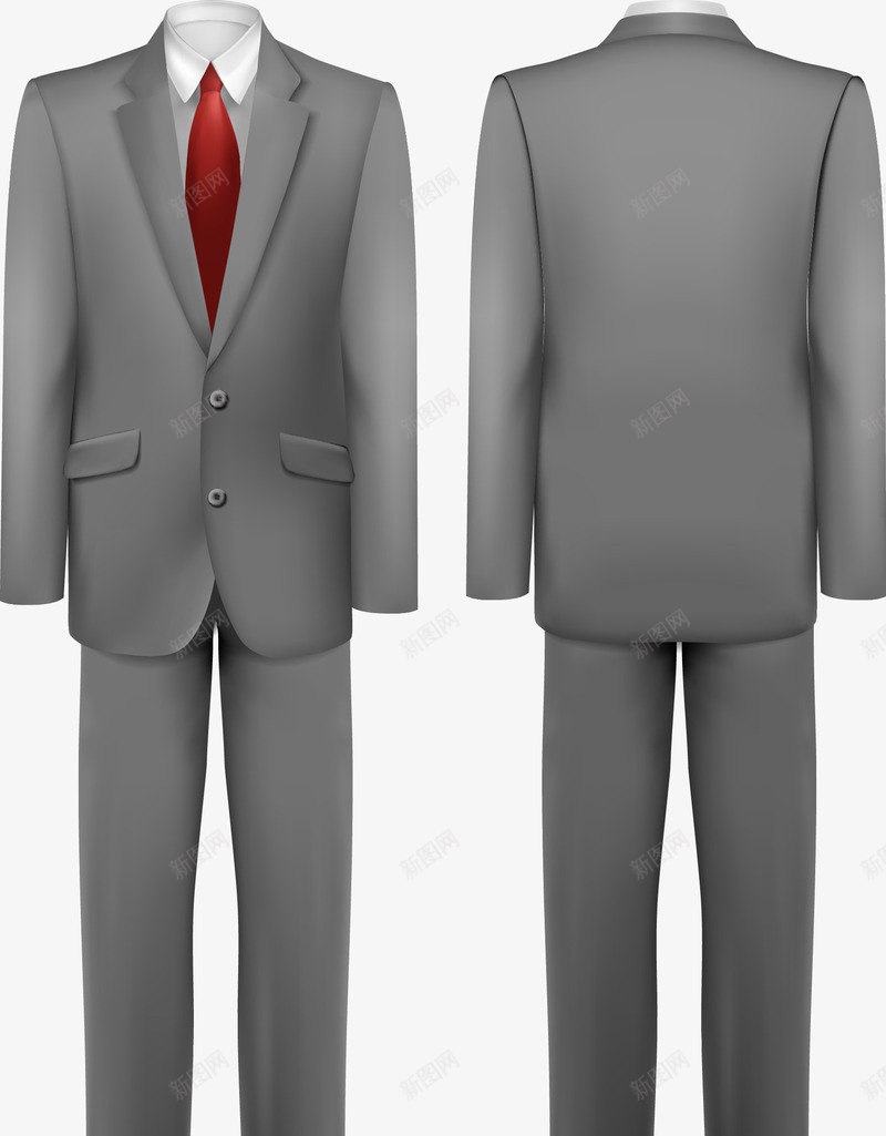 男式西服套装矢量图ai免抠素材_88icon https://88icon.com 灰西服西服套装男式西装男装衬衫领带 矢量图