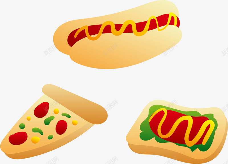 手绘披萨热狗png免抠素材_88icon https://88icon.com 披萨热狗 西餐 食物