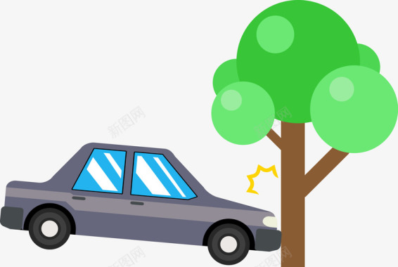 撞树上的小汽车图图标图标