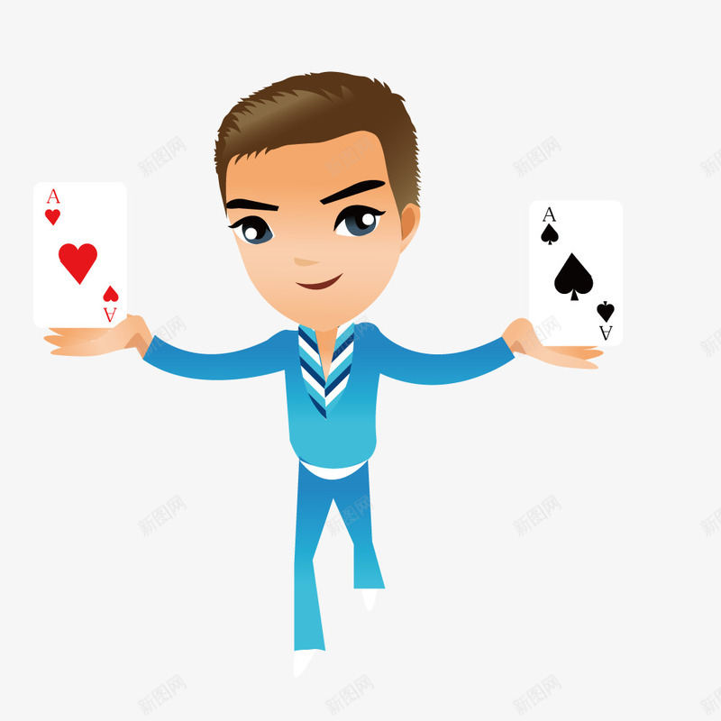 玩扑克牌的男子矢量图ai免抠素材_88icon https://88icon.com 扑克牌 男子 魔术 矢量图